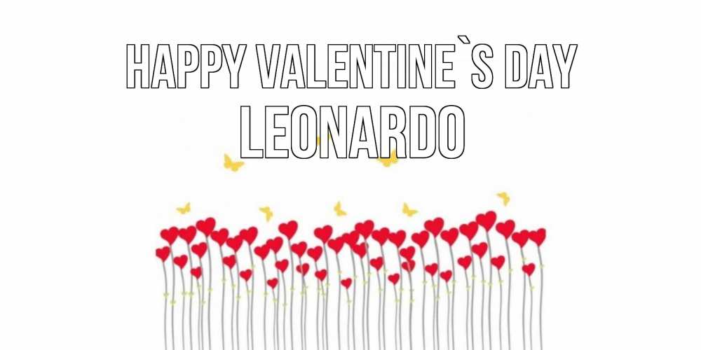 Greetings card с именем, Leonardo Happy Valentine`s Day шары много на палочках Greetings with text for free download 